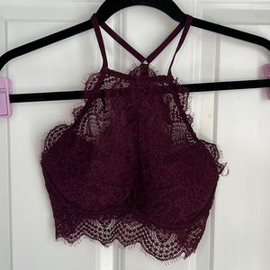 Lace high neck push-up bralette